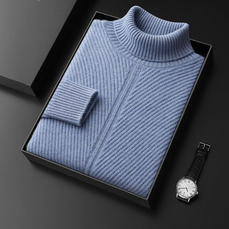 Thickened Turn-Down Collar Thermal Crewneck Cashmere Base Layer Sweater Plus-Size Knitted Pullover