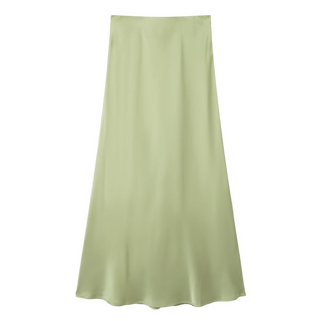 Womens Multicolor Satin-Feel High-Waisted Skirt