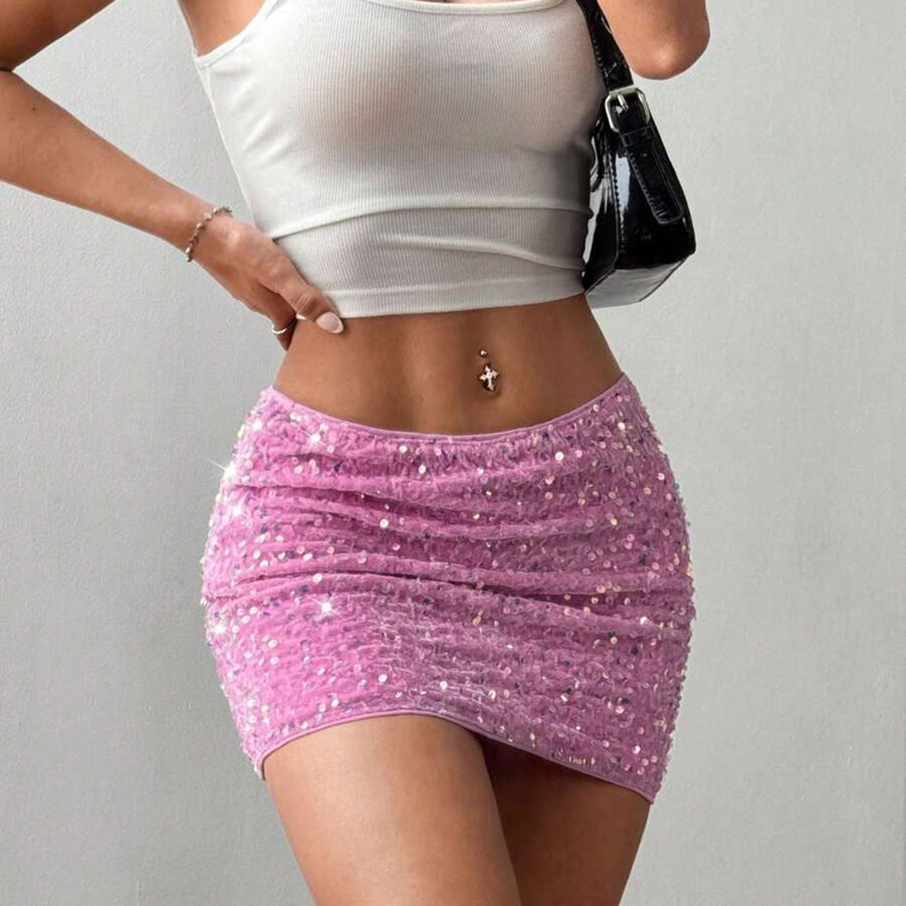 Women's Casual Versatile Sequins Fashionable Beaded Sheath Skirt