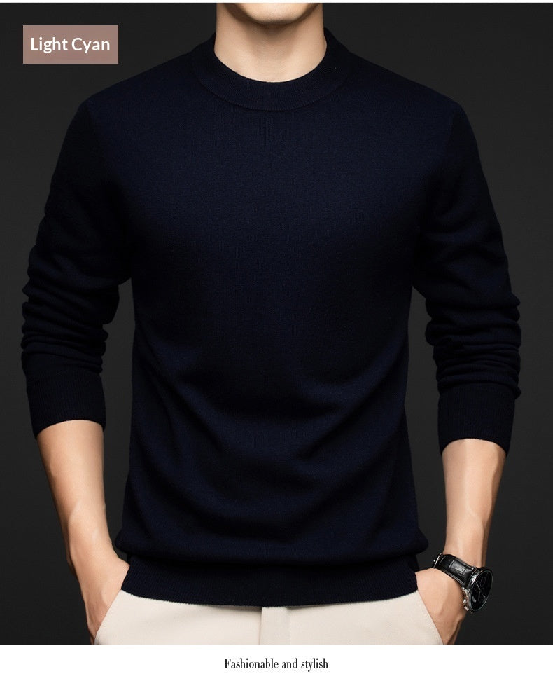 Mens Casual Solid-Color Crew-Neck Thermal Knit Base Layer Top