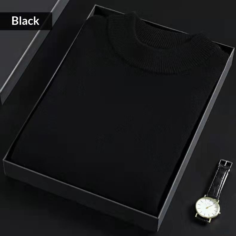 Solid Color Semi High Neck Wool Sweater