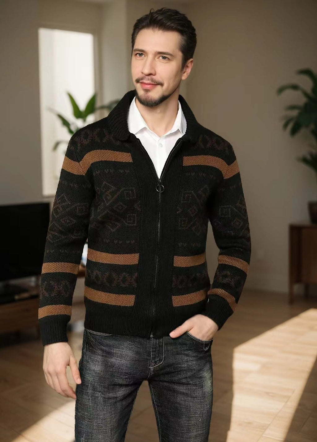 Slim-fit High-quality Men's Knit Cardigan