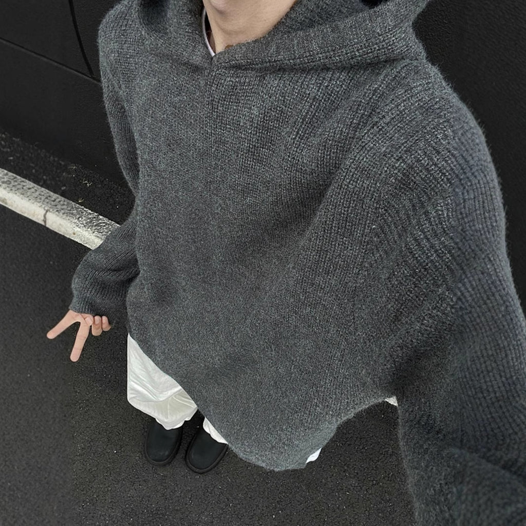 Laid-back Hooded Sweater For Men A Loose Casual Knit Top