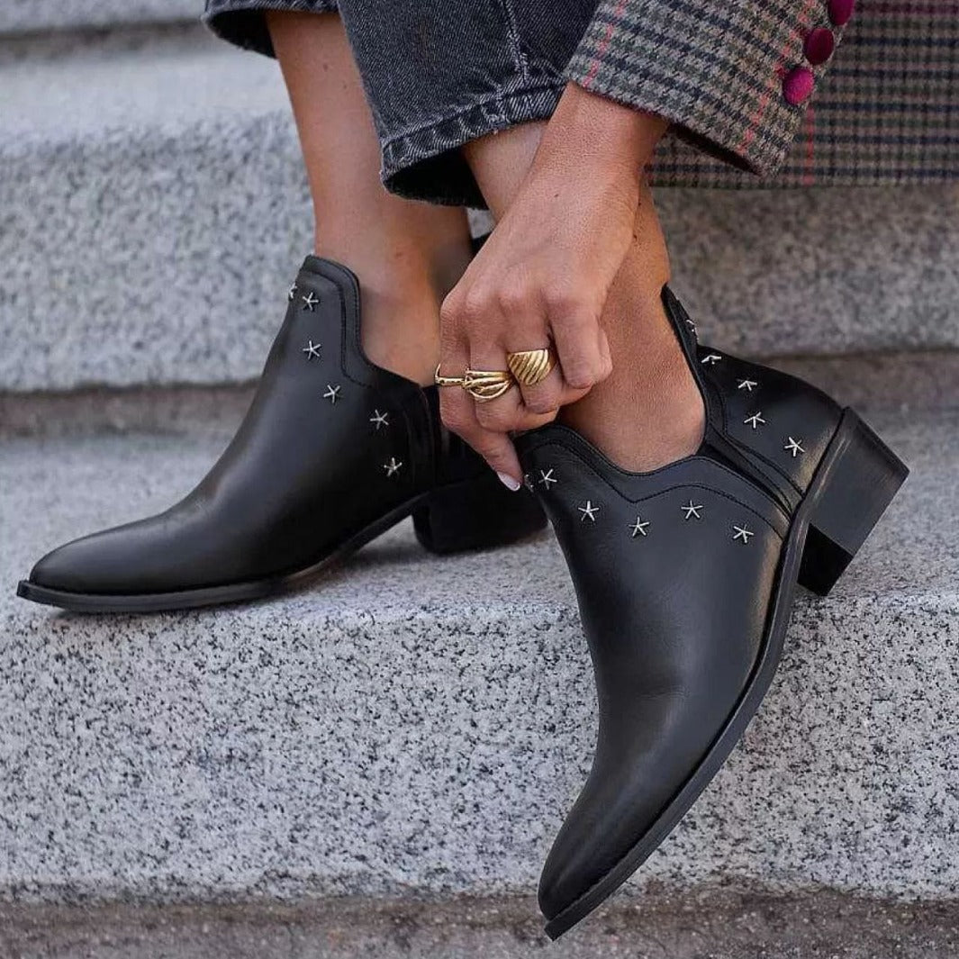 Fashion Ankle Boots With Metal Decoration Low Square Heel Large Size Ladies European And American Style
