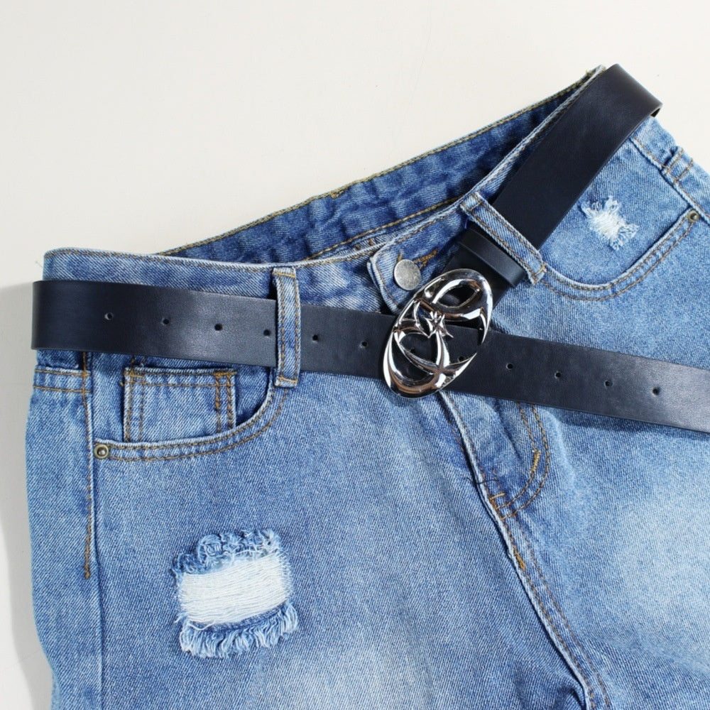 Casual Trend Silver Buckle Belt