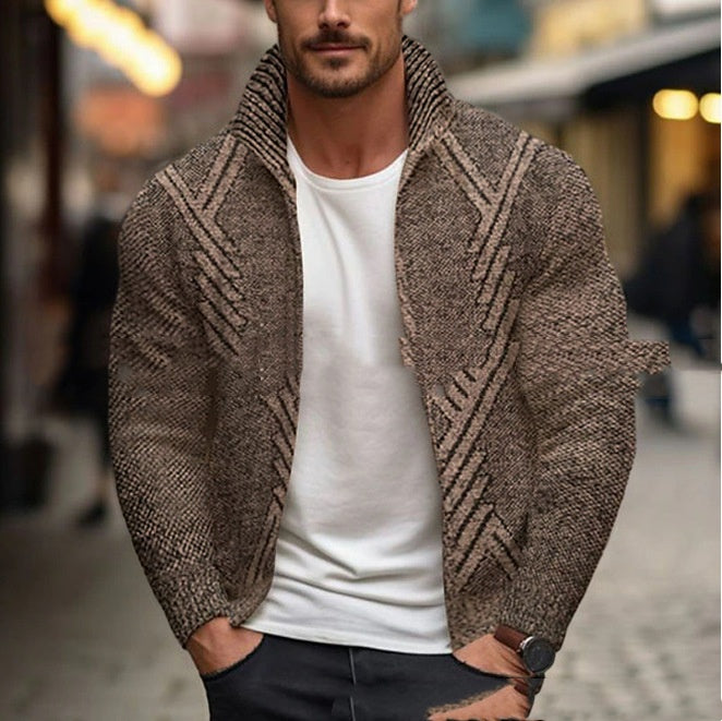 Mens Fleece-lined Turtleneck Sweater Jacket