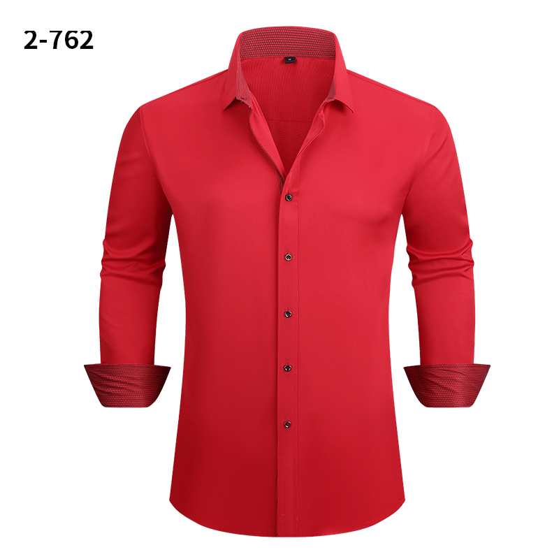 Men's Four-way Stretch Long-sleeved Shirt Color-blocking Business Casual