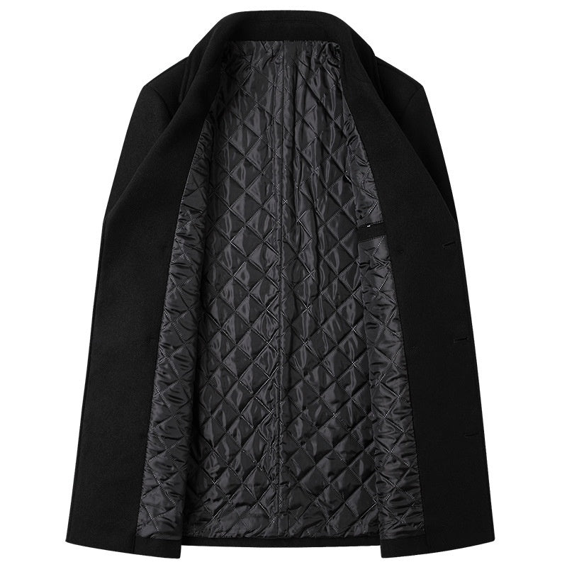 European Size Men's Fashion Double-breasted Lapel Wool Coat