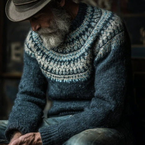 Mens Loose-fitting Long-sleeve Crew-neck Top