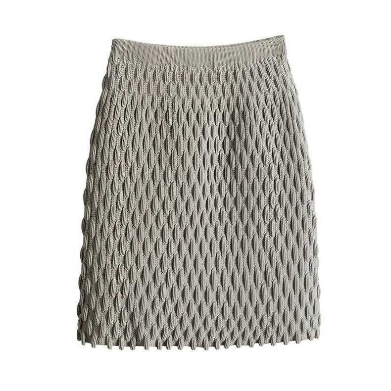 Elegant High-Waisted Pleated Knit Skirt For Women