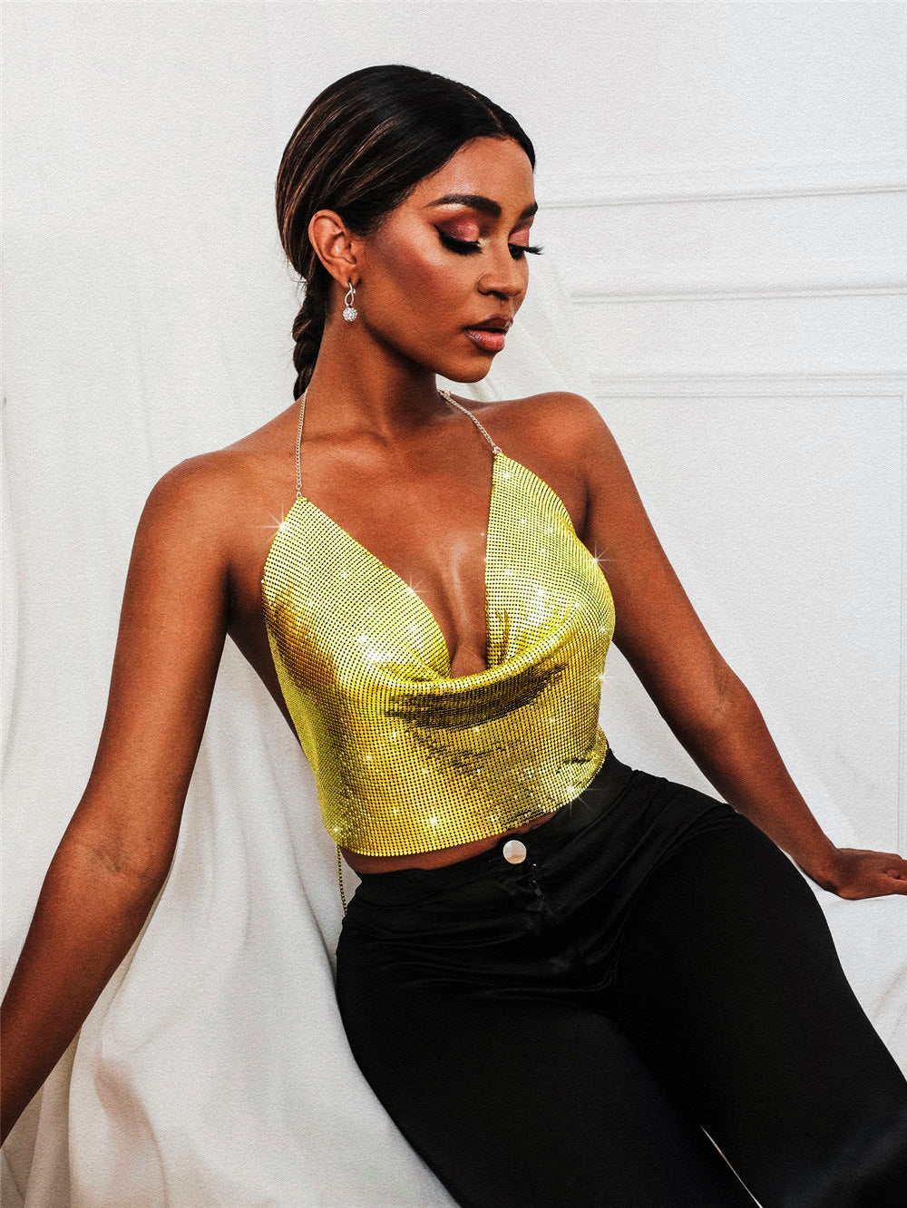 Hot Sale Sexy Metal Sequin Halter Halter Strap urbanhunterr