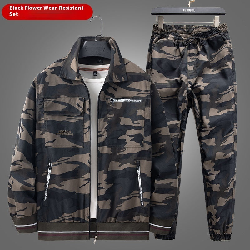 Thin Camouflage Cargo Pants Suit Men's Wear-resistant Dirt-resistant Lightweight