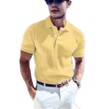 Thread-knit V-neck Lapel Men's Casual Polo Shirt