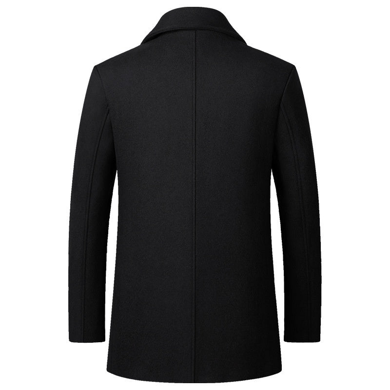 European Size Men's Fashion Double-breasted Lapel Wool Coat