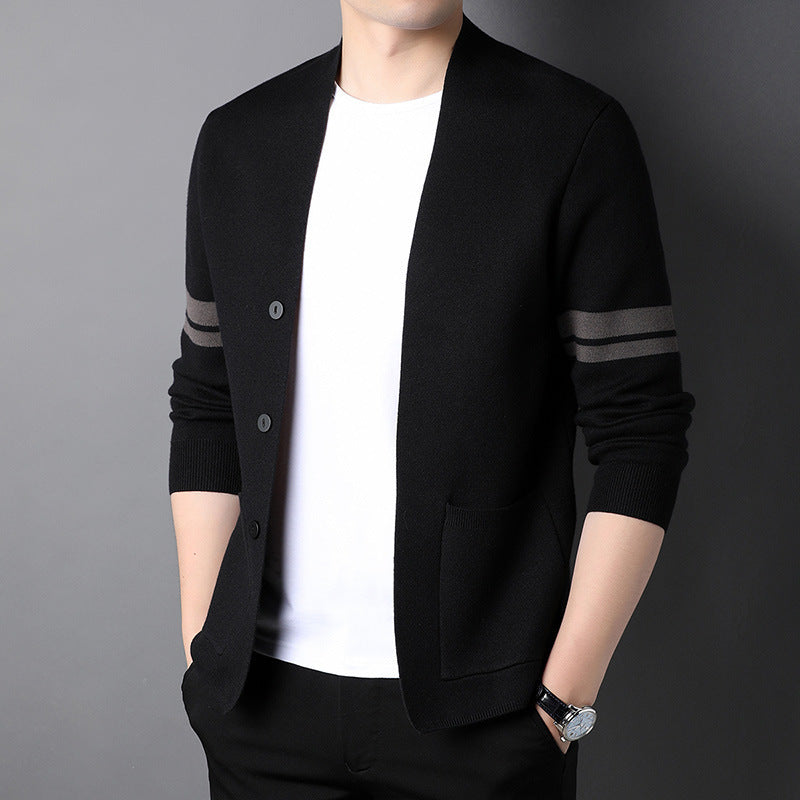 Mens Versatile Solid-color Knitwear For Business And Casual Wear