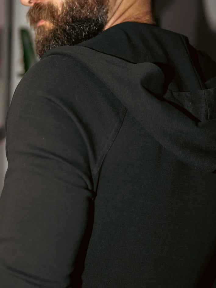 Black Hooded Button - Front Jumpsuit