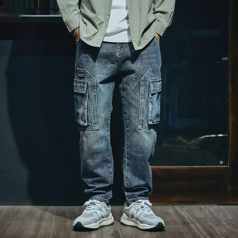 Men's Loose Straight Retro Fashion Brand Stretch Pants