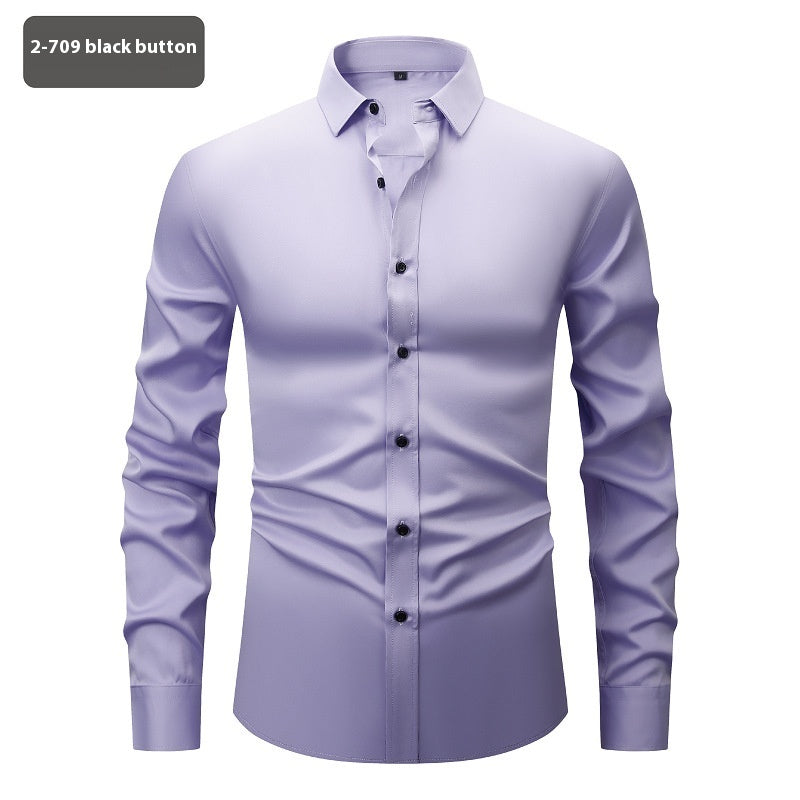 Fashion Personality Four-sided Stretch Shirt Men's Long Sleeve