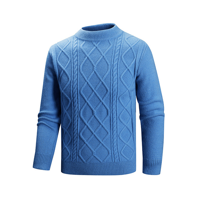Mens Solid Color Casual Half High Neck Knit Top