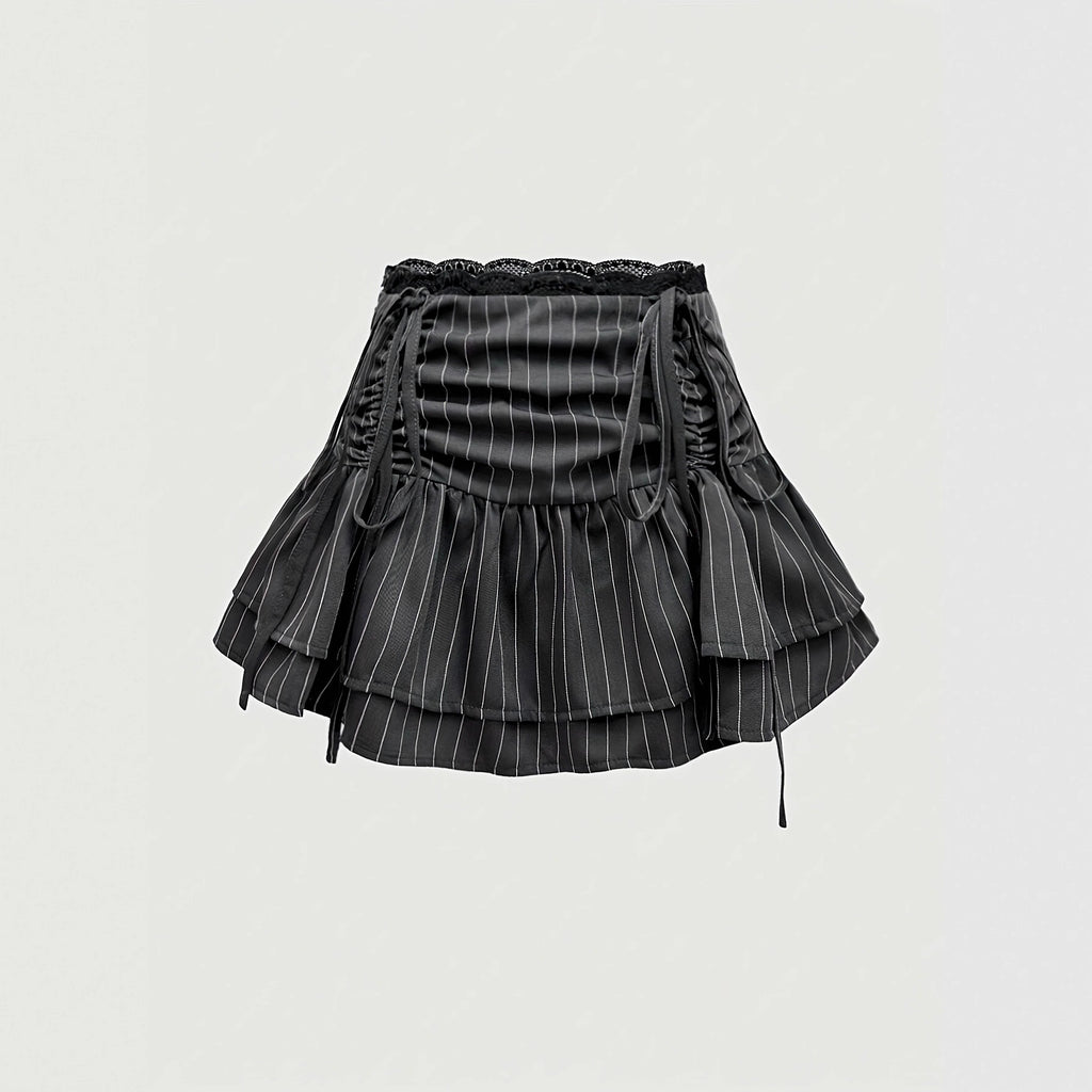 Sweet And Stylish Preppy-style Patchwork Skirt