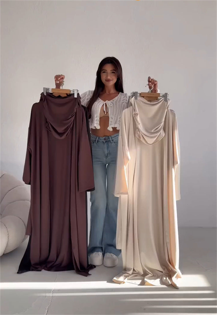 Casual Mid-calf Top Vest Long Cardigan Wide-leg Pants Three-piece Set