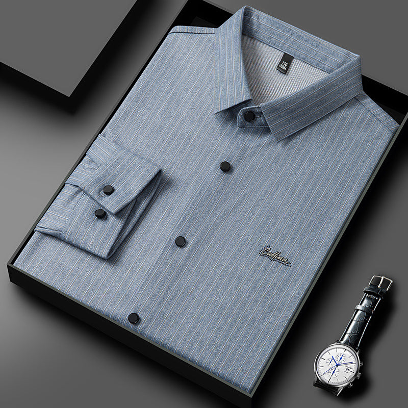Men's Long-sleeved Shirt Fashion Casual Vertical Stripe Shirt