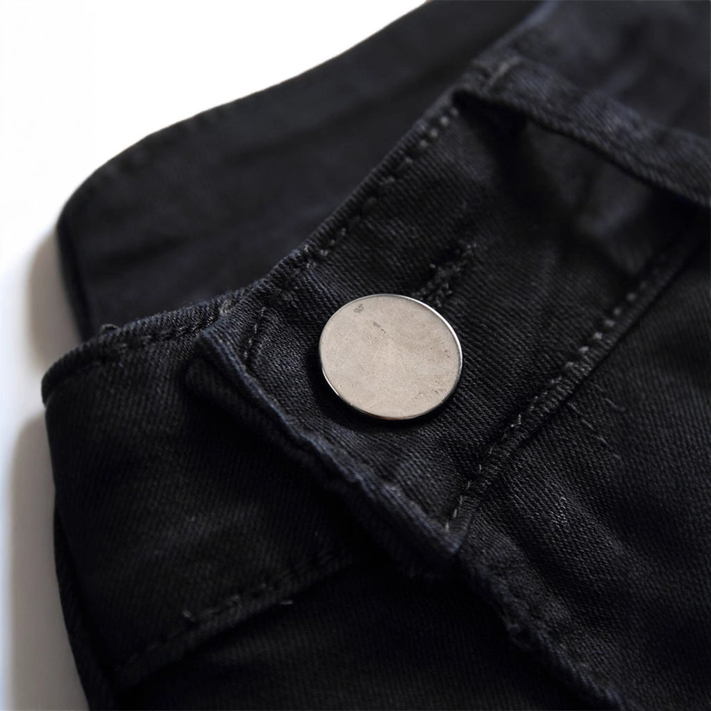 Tight Ripped Trendy Skinny Solid Color Simple Denim Trousers