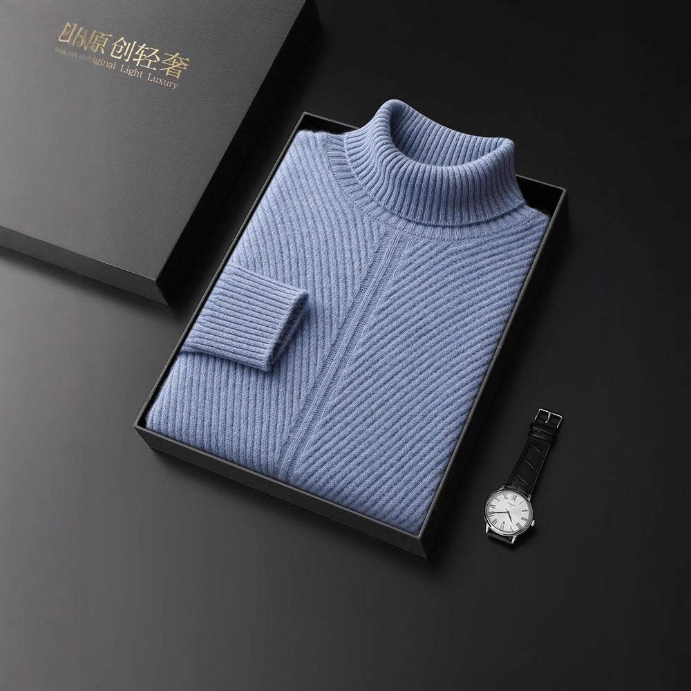 Thickened Turn-Down Collar Thermal Crewneck Cashmere Base Layer Sweater Plus-Size Knitted Pullover