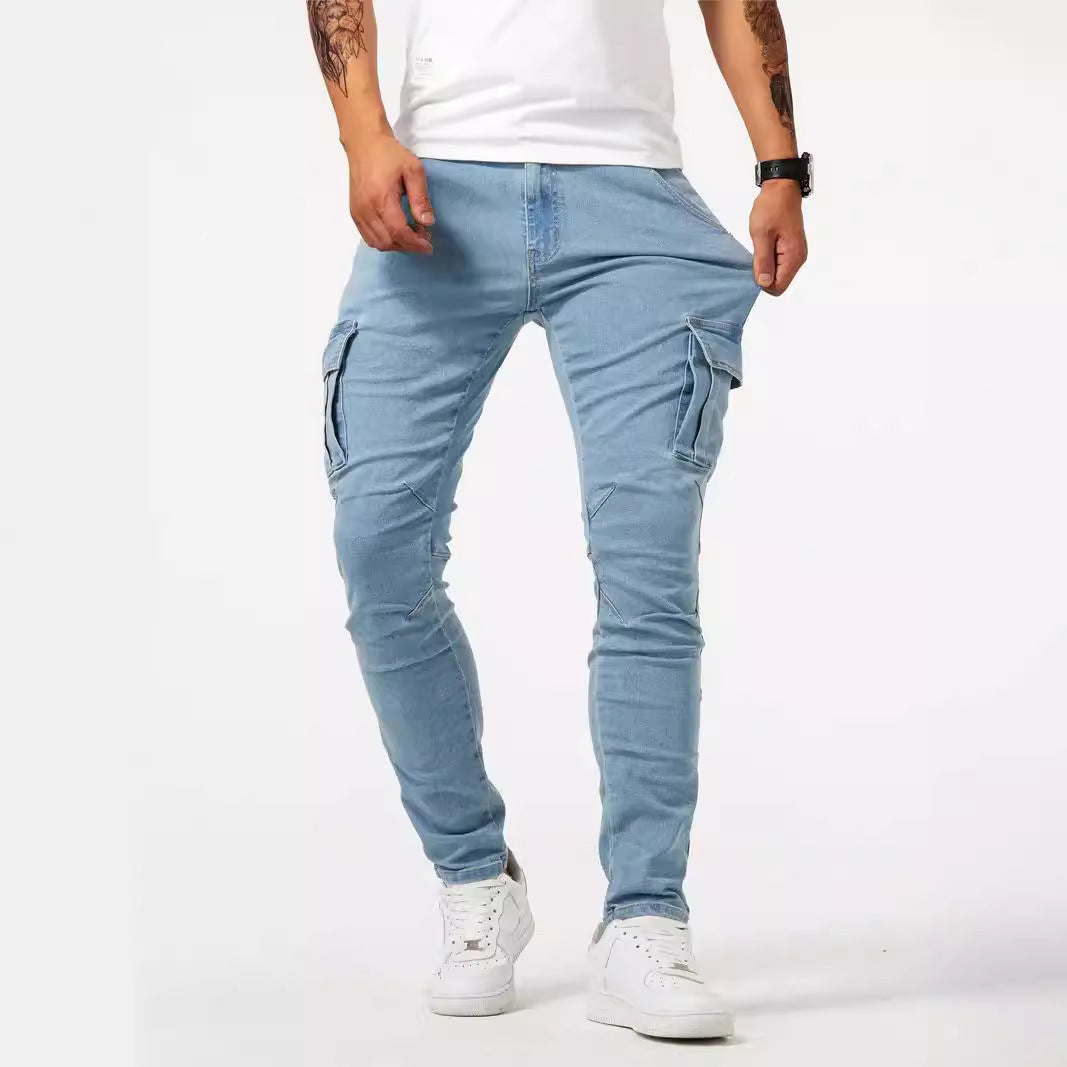 European And American Men's Side Pocket Skinny Jeans