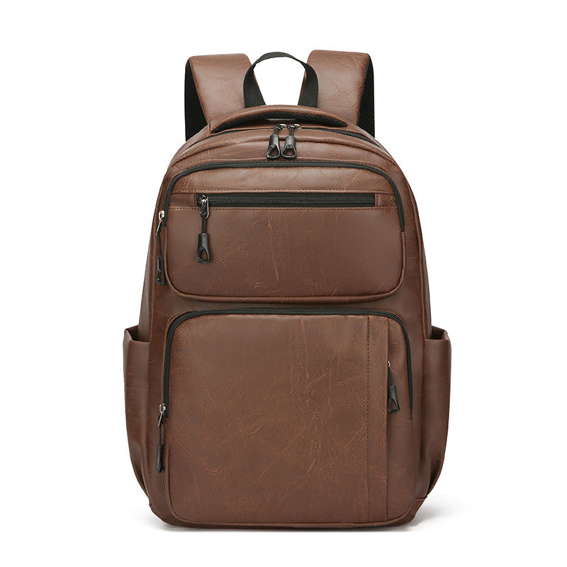 Large Capacity Men's Simple Business Commute Multi-space Black Backpack