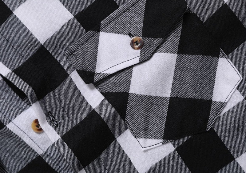 A Long-sleeved Pocket Checked Shirt With A Lapel For Young Men In Autumn And