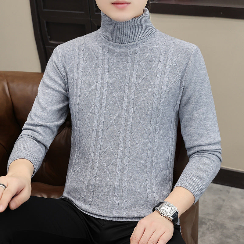 New Mens Turtleneck Sweater With A Twisted Cable Knit Design