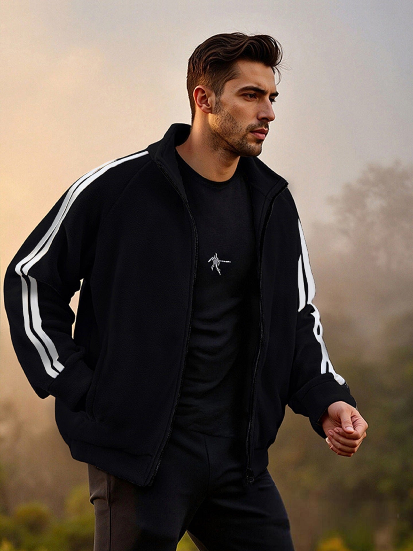 New Zipper Trend Versatile Men's Fleece Jacket