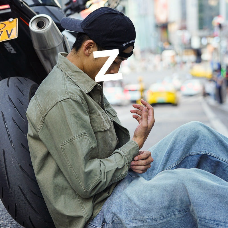 American Retro Workwear Fall Men's Long Sleeve Shirt