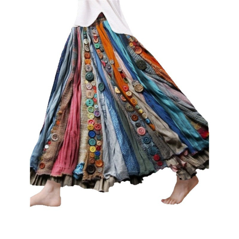 Springautumn 3D Digital-printed Midi A-line Skirt