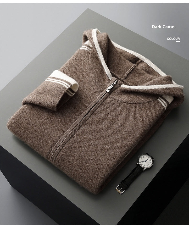 Men's Cardigan Hooded Color Matching Suit