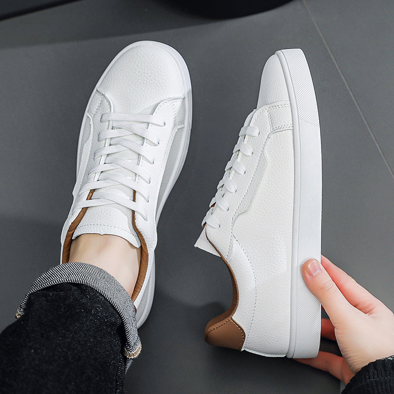Spring New Mens White Sneakers With A Low-cut Design