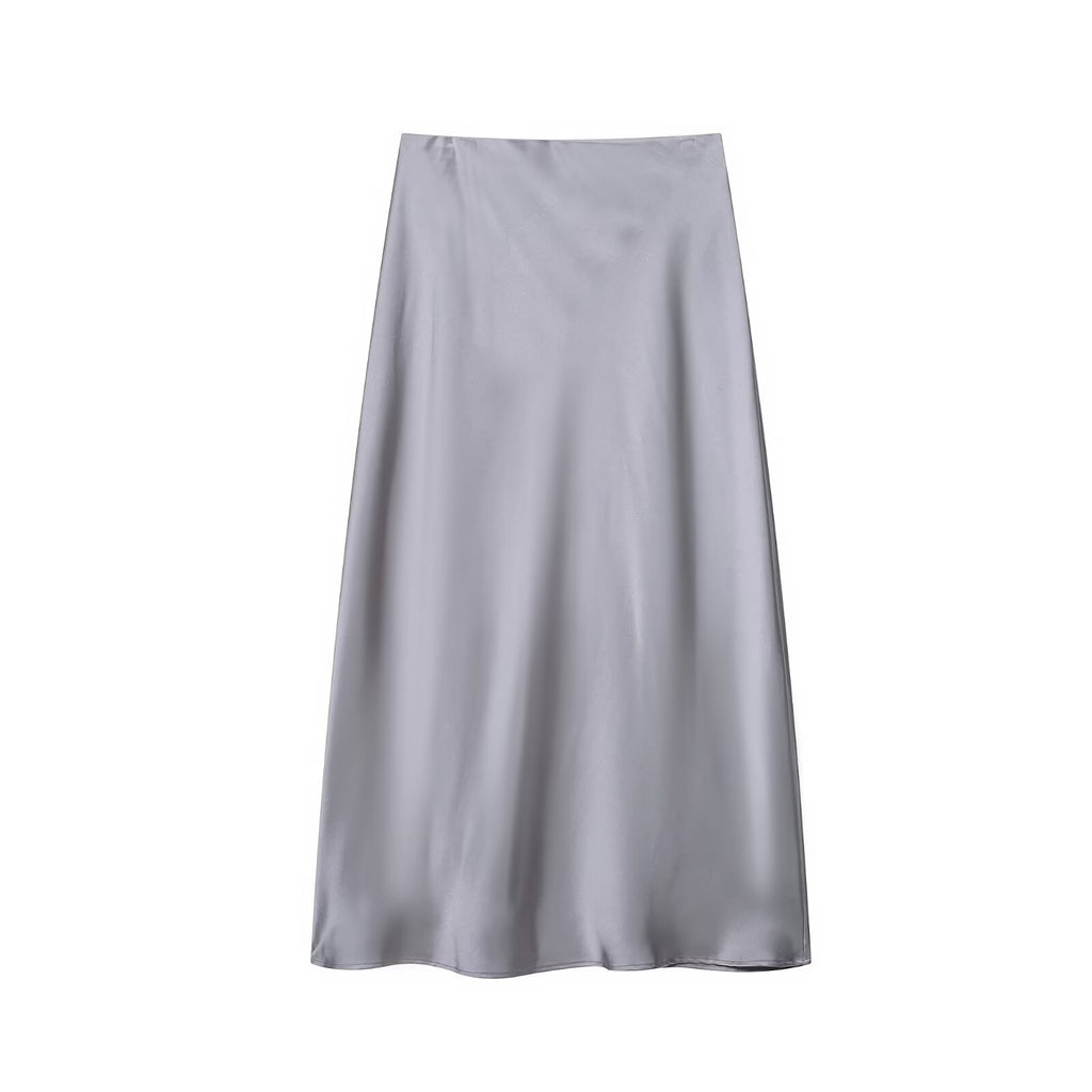 Womens Multicolor Satin-Feel High-Waisted Skirt