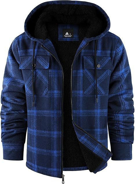 Thick Cotton Coat With Plaid Pattern Long Sleeves Loose Fit And Hood