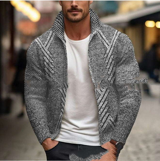 Mens Fleece-lined Turtleneck Sweater Jacket