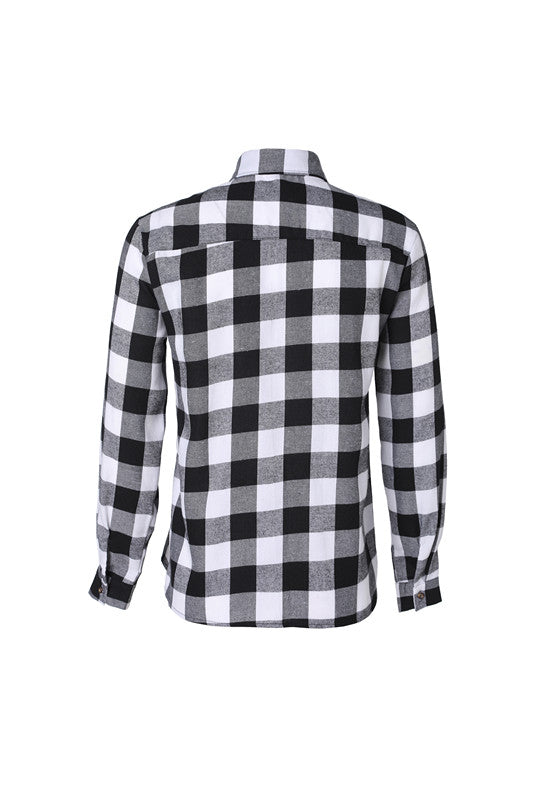 A Long-sleeved Pocket Checked Shirt With A Lapel For Young Men In Autumn And