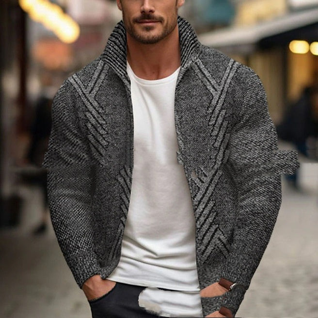 Mens Fleece-lined Turtleneck Sweater Jacket