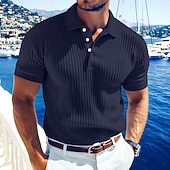 Thread-knit V-neck Lapel Men's Casual Polo Shirt