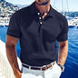 Thread-knit V-neck Lapel Men's Casual Polo Shirt