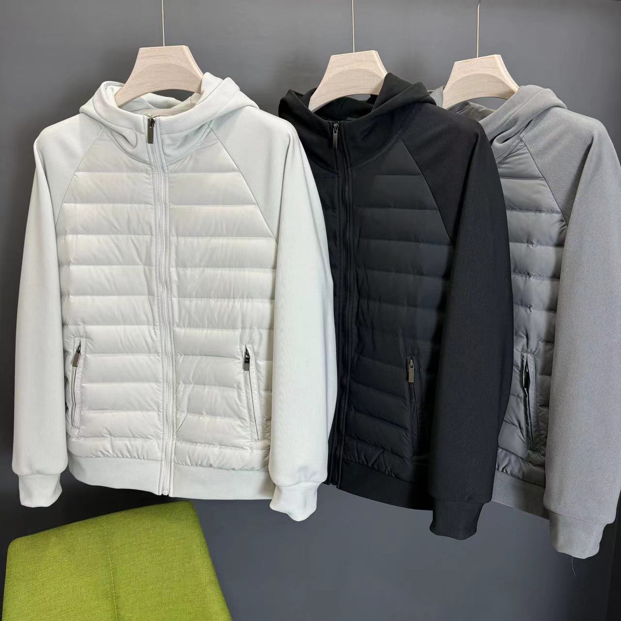 Men's Hooded Down Jacket Coat Patchwork Casual Minimalist And Ultra-Lightweight Style