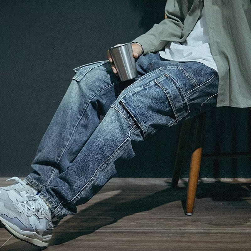 Men's Loose Straight Retro Fashion Brand Stretch Pants