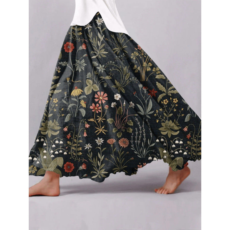 Springautumn 3D Digital-printed Midi A-line Skirt