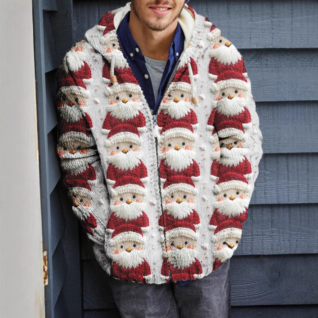 Christmas 3D Digital-Print Casual Zip-Up Hoodie