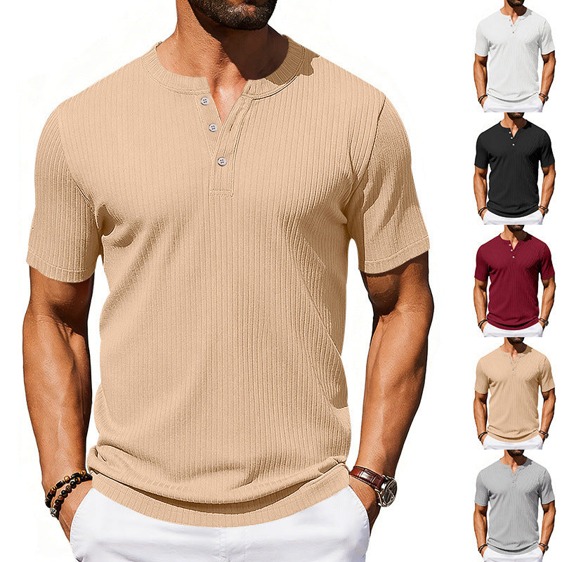 Athleisure Stretch Ribbed Short-Sleeve T-Shirt