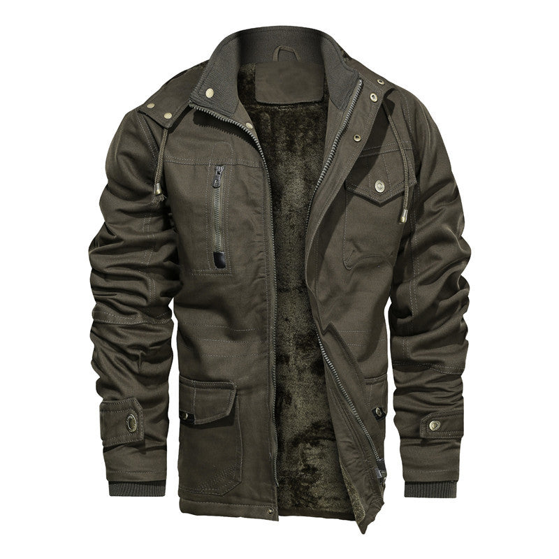 Fashionable Extra-thick Fleece-lined Men's Work Jacket